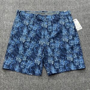 Jack Nicklaus Shorts Size 38 Blue Pineapple Wicking Stretch Golf Beach SPF